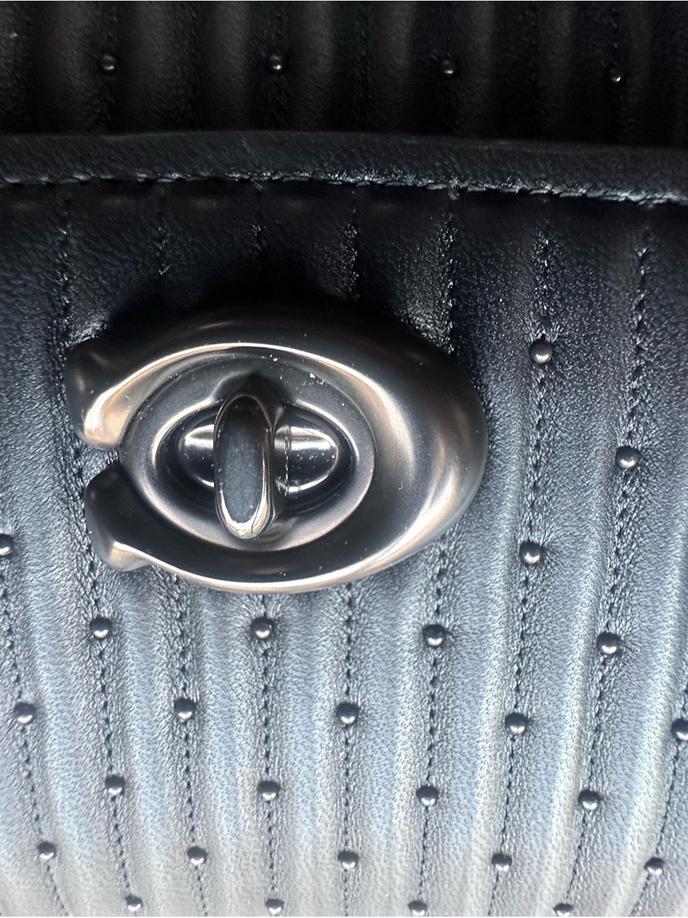 Coach Parker Quilted Leather bag with rivets in Black with Gunmetal hardware. - Picture 11 of 15